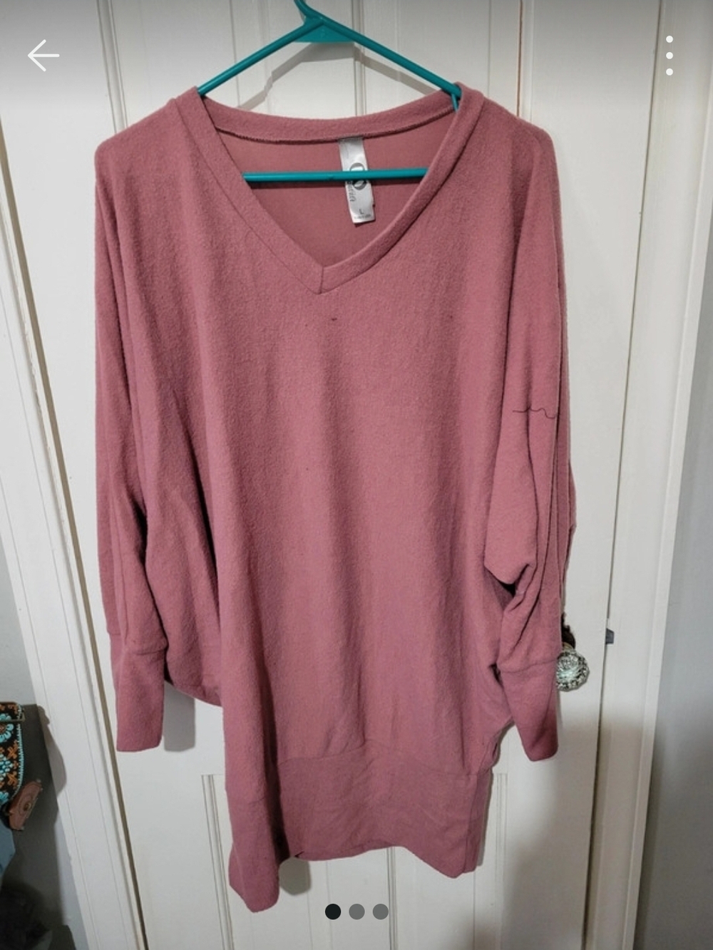 Go Couture Mauve Dusty Rose V-Neck Dolman Sweater